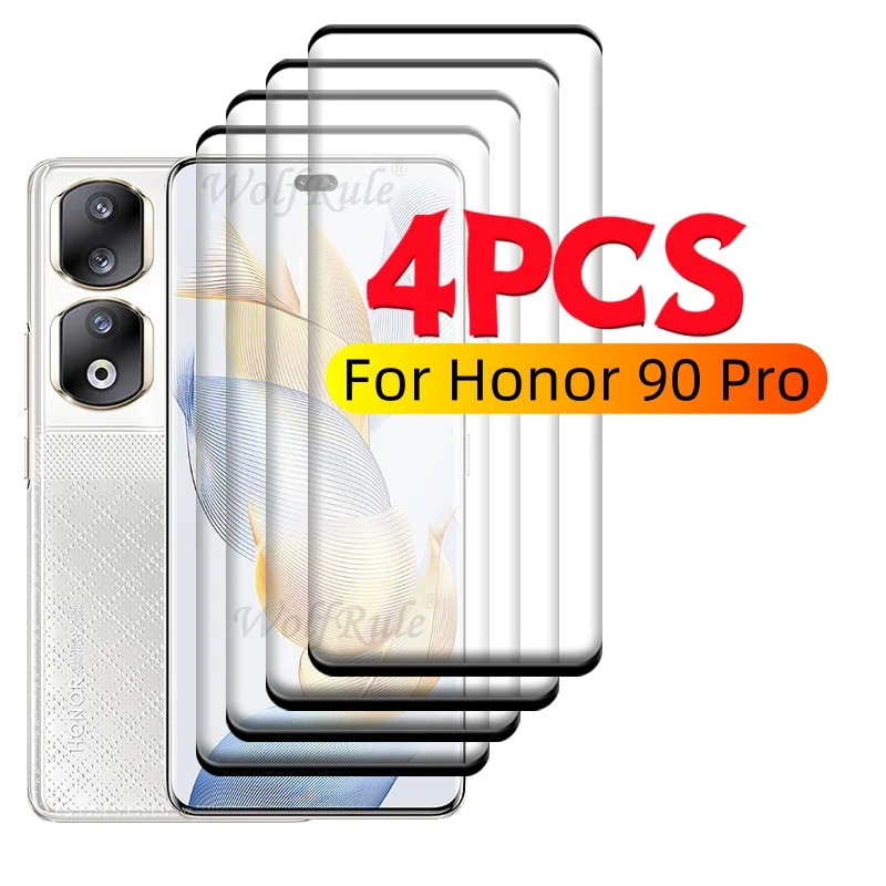 

1/2/3/4 PCS For Honor 90 Pro Glass Honor 90 Pro Tempered Glass Protective 9H HD Full Curved Screen Protector Huawei Honor 90 Pro
