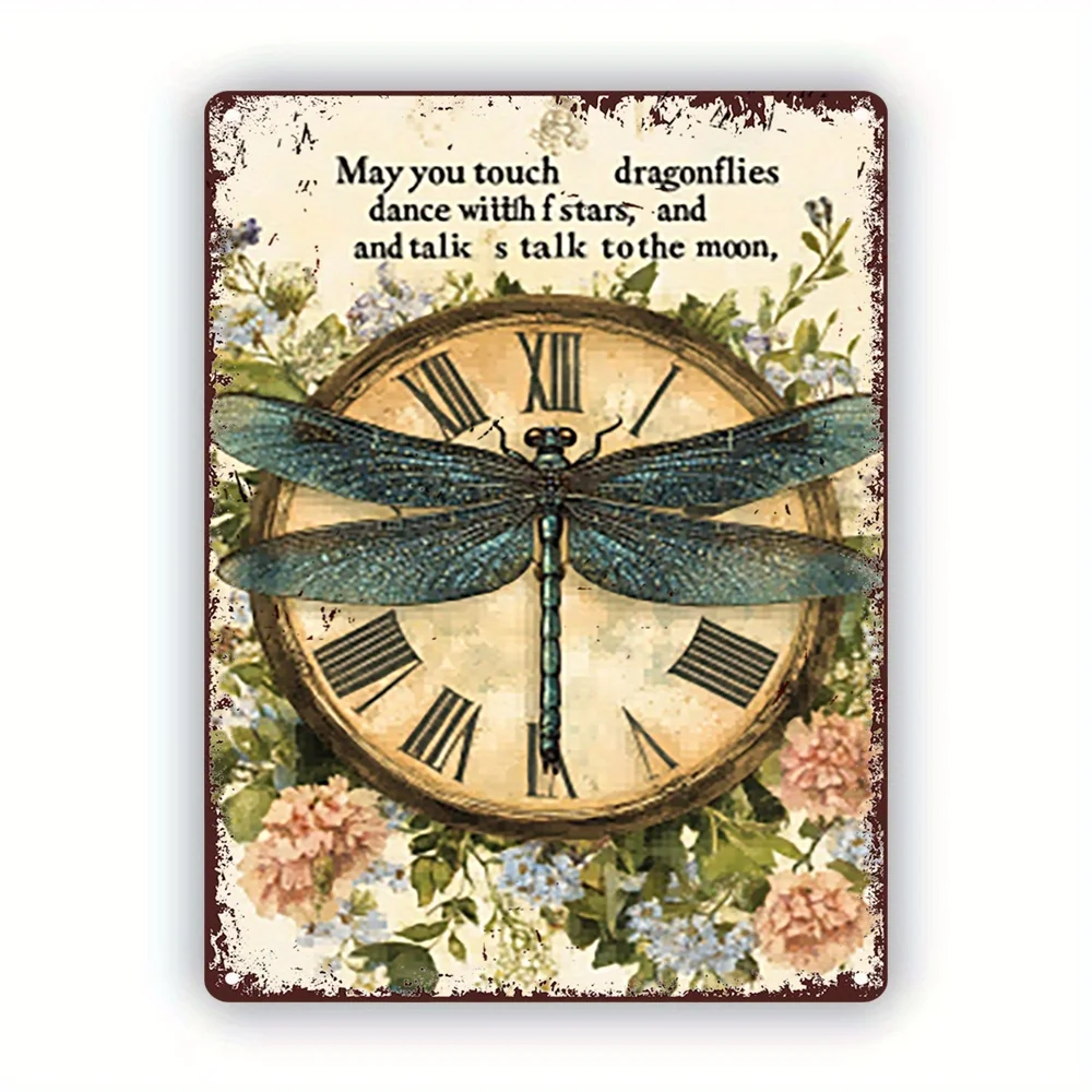 

Винтажная алюминиевая металлическая вывеска «Зачарованный лес» — часы в деревенском стиле, феи и луна, 8x12 дюймов для декора комнаты