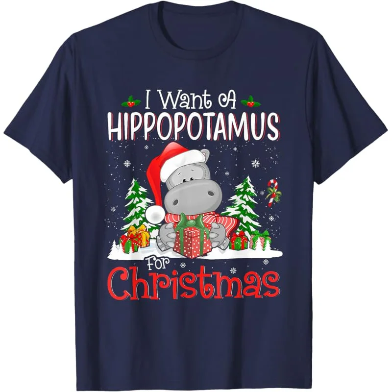 I Want A Hippopotamus For Christmas Xmas Hippo for Kid Women T-Shirt