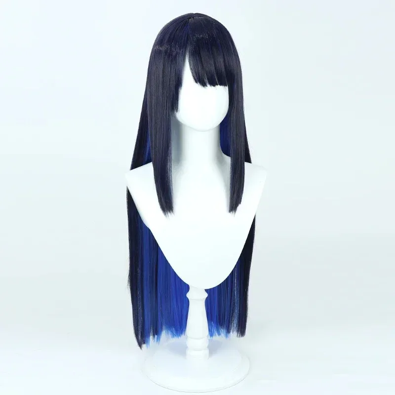 25COSJoumae Saori Cosplay Wig Blue Archive Game Dark Blue Mixed 75cm Long Heat Resistant Synthetic Hair Halloween Role Play Part