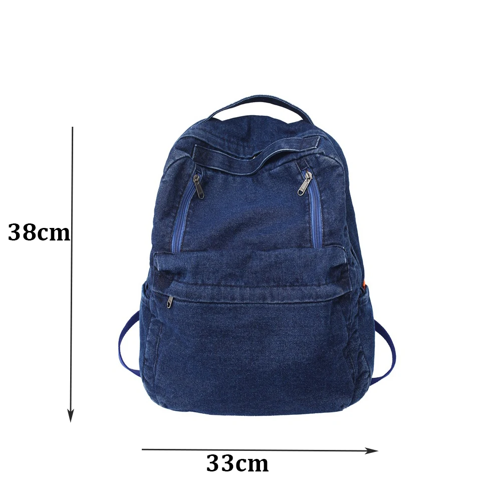 Large Capacity Denim Backpack Personalized Name Boys Girls Denim Canvas Handbag Backpack Travelling Multifunctional Shoulder Bag