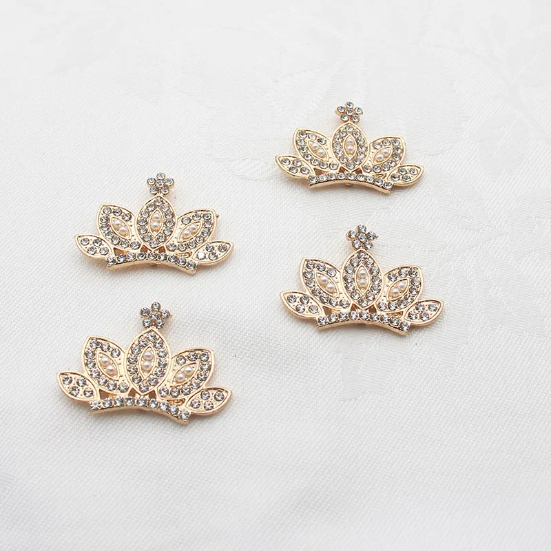 5Pcs/Batch 22*35MM New Gold Pearl Rhinestone Crowns for Decorating Clothes, Birthday Party, Hair Accessories Decoration