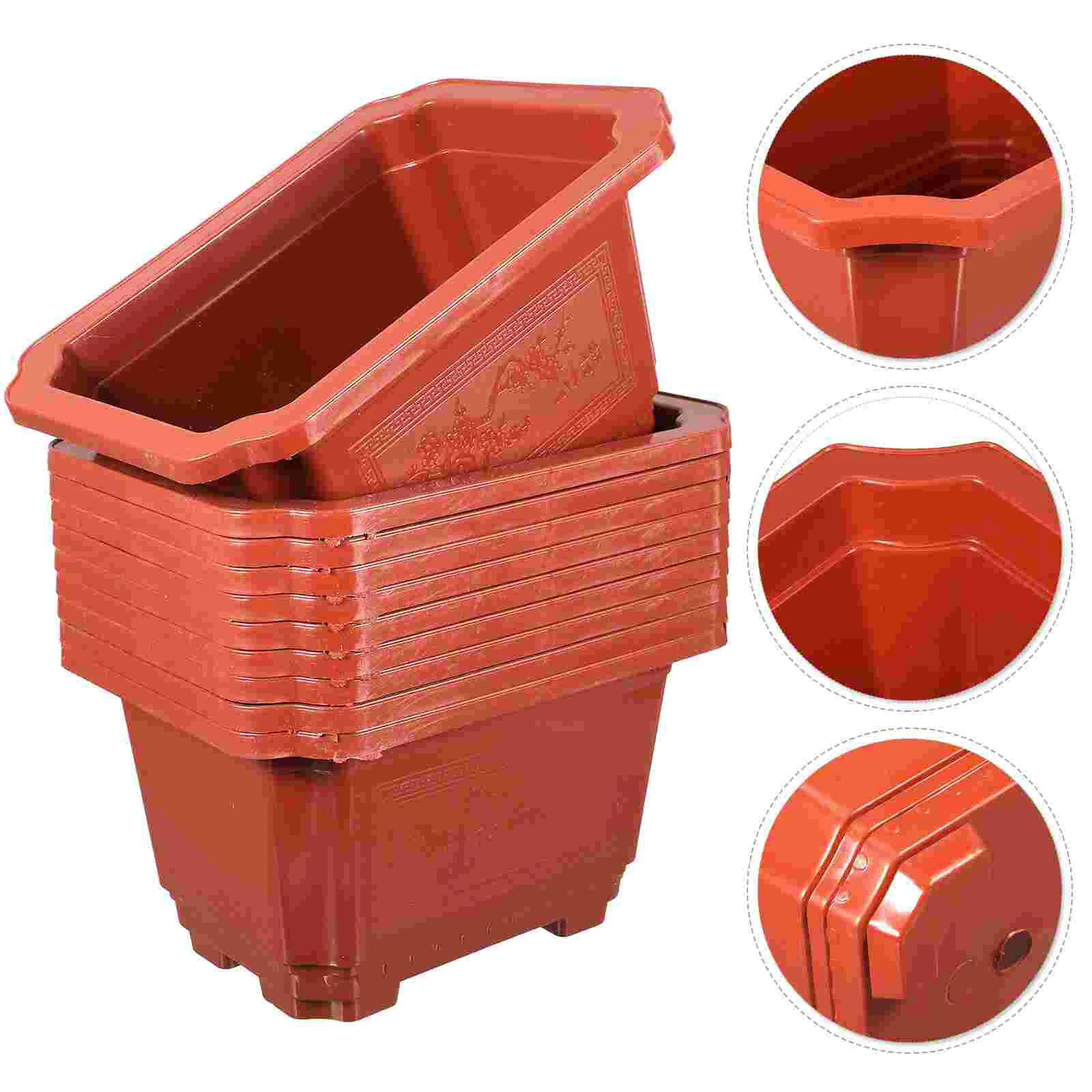 10pcs Elegant Bonsai Pot Lightweight Practical Flowerpot for Small Plants Office Home Use