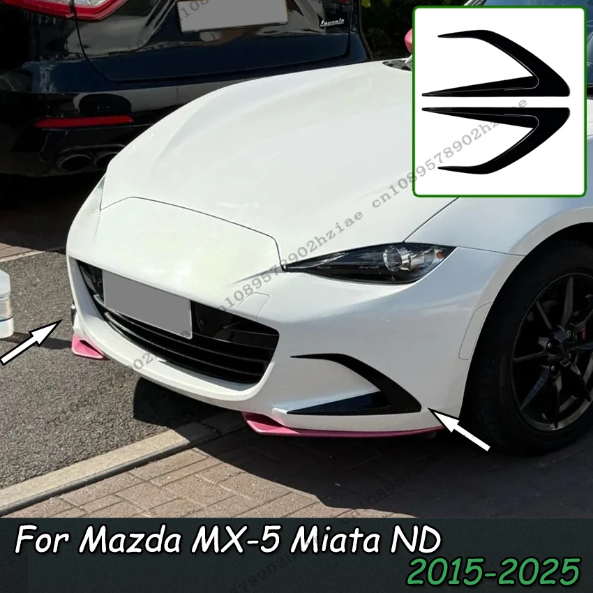 

Front Bumper Intake Bar Fog Light Frame For Mazda MX-5 Miata ND 2015-2025 Side Canards Air Knife Spoiler Splitter Accessories