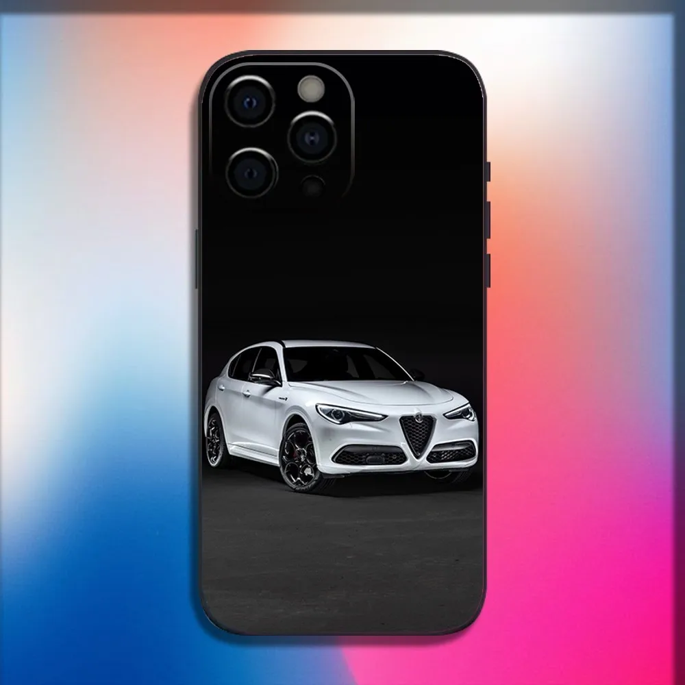 AlfaeS Cool R-RomeoS-S Car Phone Case For iPhone 16,15,14,13,12,11,Pro,X,XS,Max,XR,Plus,Mini Soft Black Cover