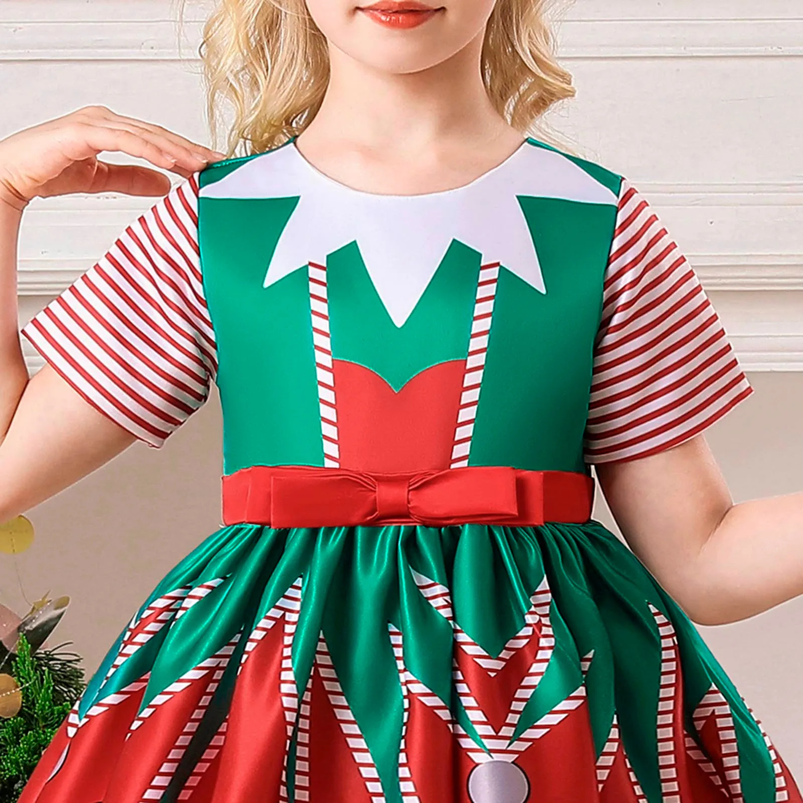 Christmas Party Girls Dresses Santa Claus Snowflake Snowman Carnival Cartoon Deer Bell Princess Dress Kids Birthday Prom Costume