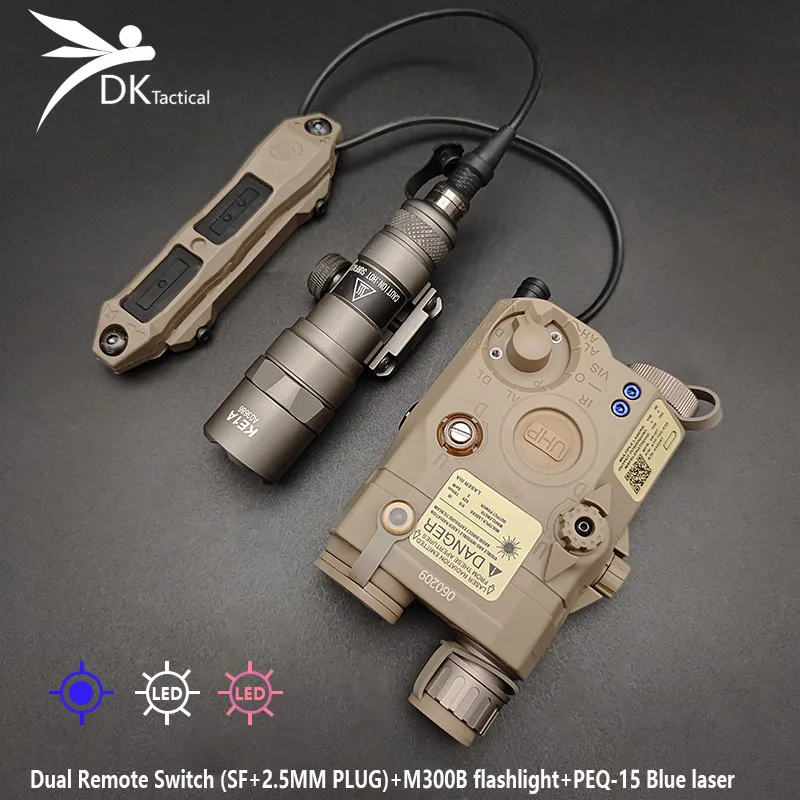 

Tactical M300B M600B Airsoft Scout Light And PEQ15 Red Green Blue IR Fill Light Laser Hunting Indicator With Remote Dual Switch