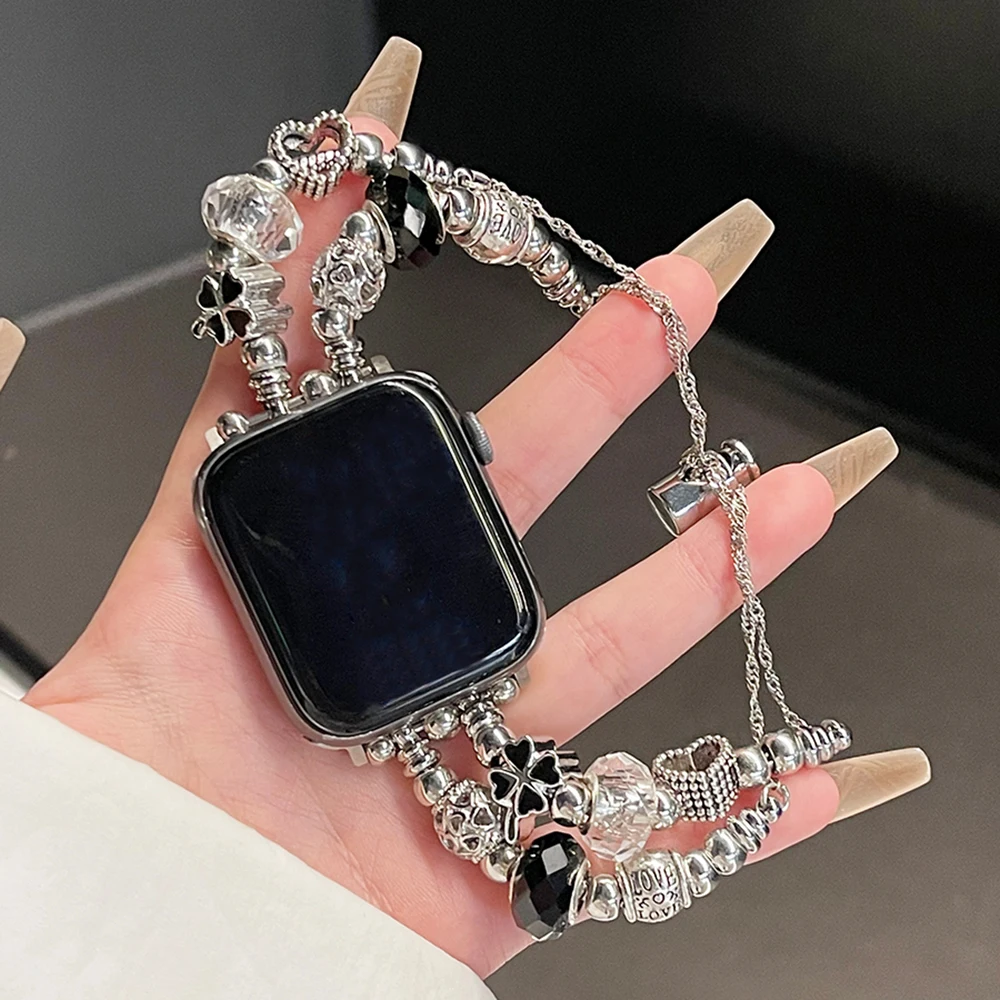 สายนาฬิกา Pandora สำหรับนาฬิกา Apple 8 ultra 49mm 7 6 SE 5 4 band 40mm 44mm 41mm 45mm สายรัดโลหะสำหรับผู้หญิง