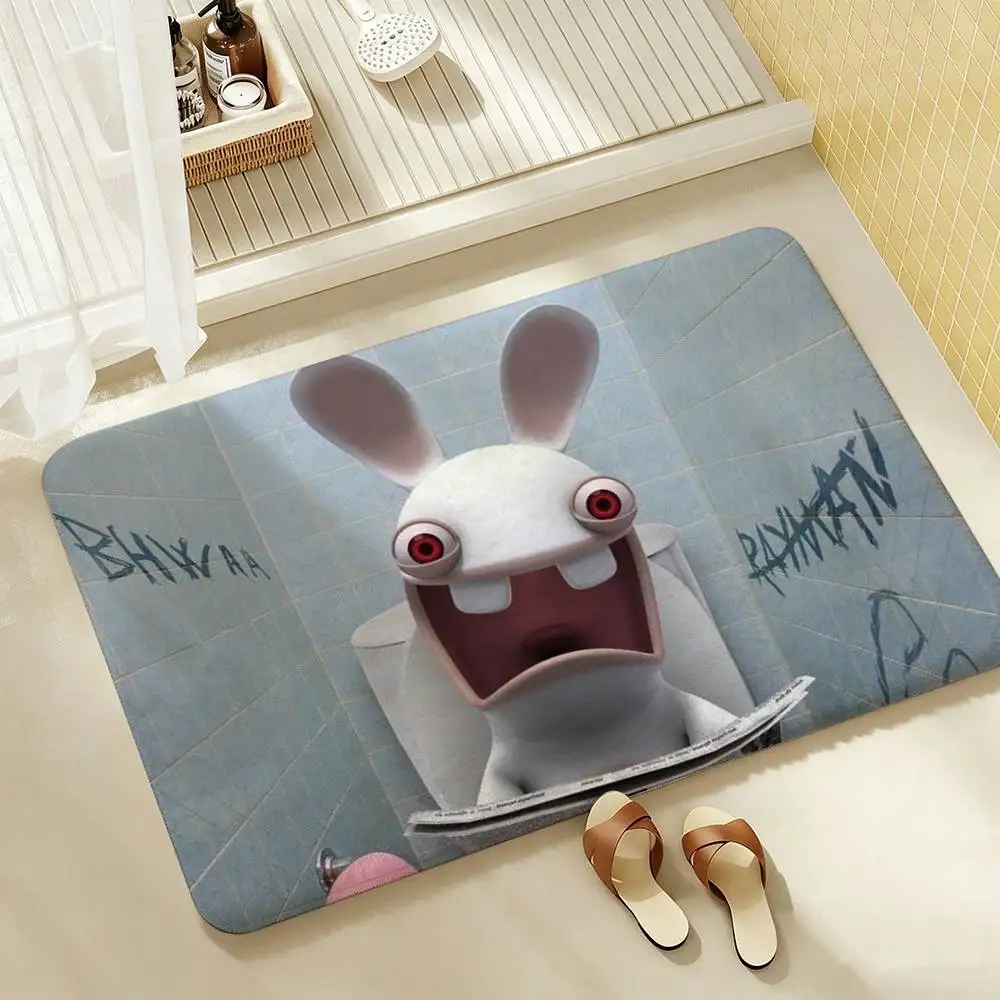 cute R-abbids  Shower Room Absorbent Small Floor Mat Soft Comfortable Decorative Foot Mat