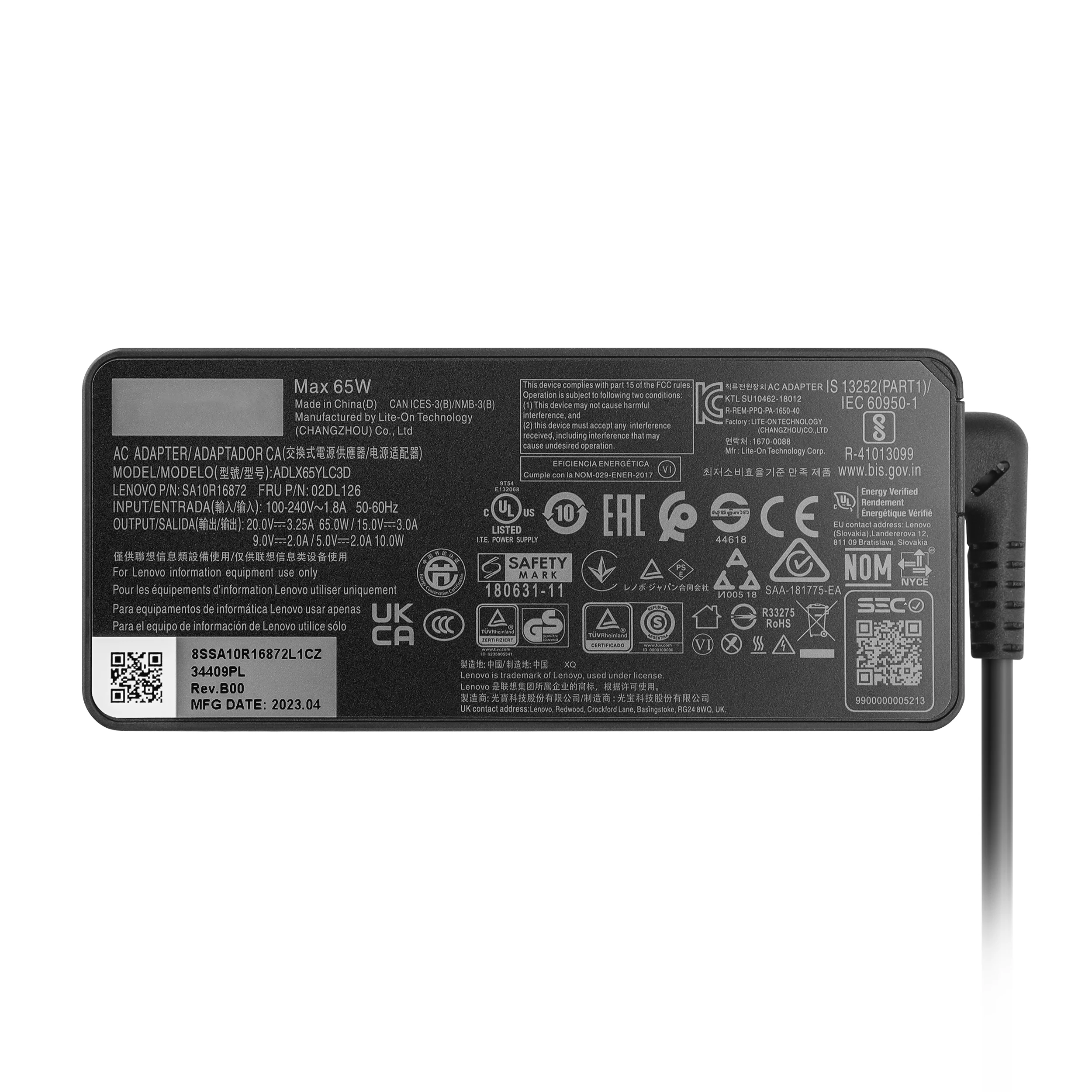 Imagem -02 - Carregador do Adaptador do Portátil do Tipo-c 65w 20v 3.25a Adlx65ylc3d Lenovo Thinkpad T14 T15 E14 E15 X1carbon X13