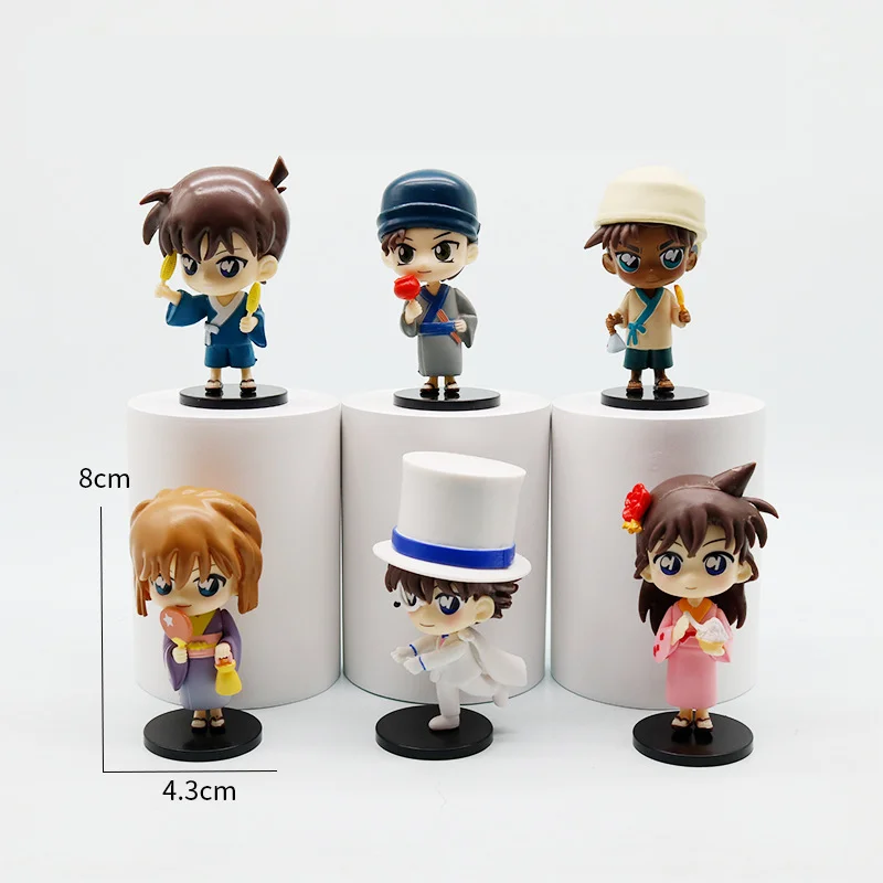 โมเดล PVC ใหม่ ชุด 6 ชิ้น/เซ็ต อนิเมะ นักสืบโคนัน น่ารัก ฟิกเกอร์ขนาดเล็ก ท่าทางนั่ง ของเล่นตุ๊กตา ตกแต่งโต๊ะ ของสะสม ของขวัญ
