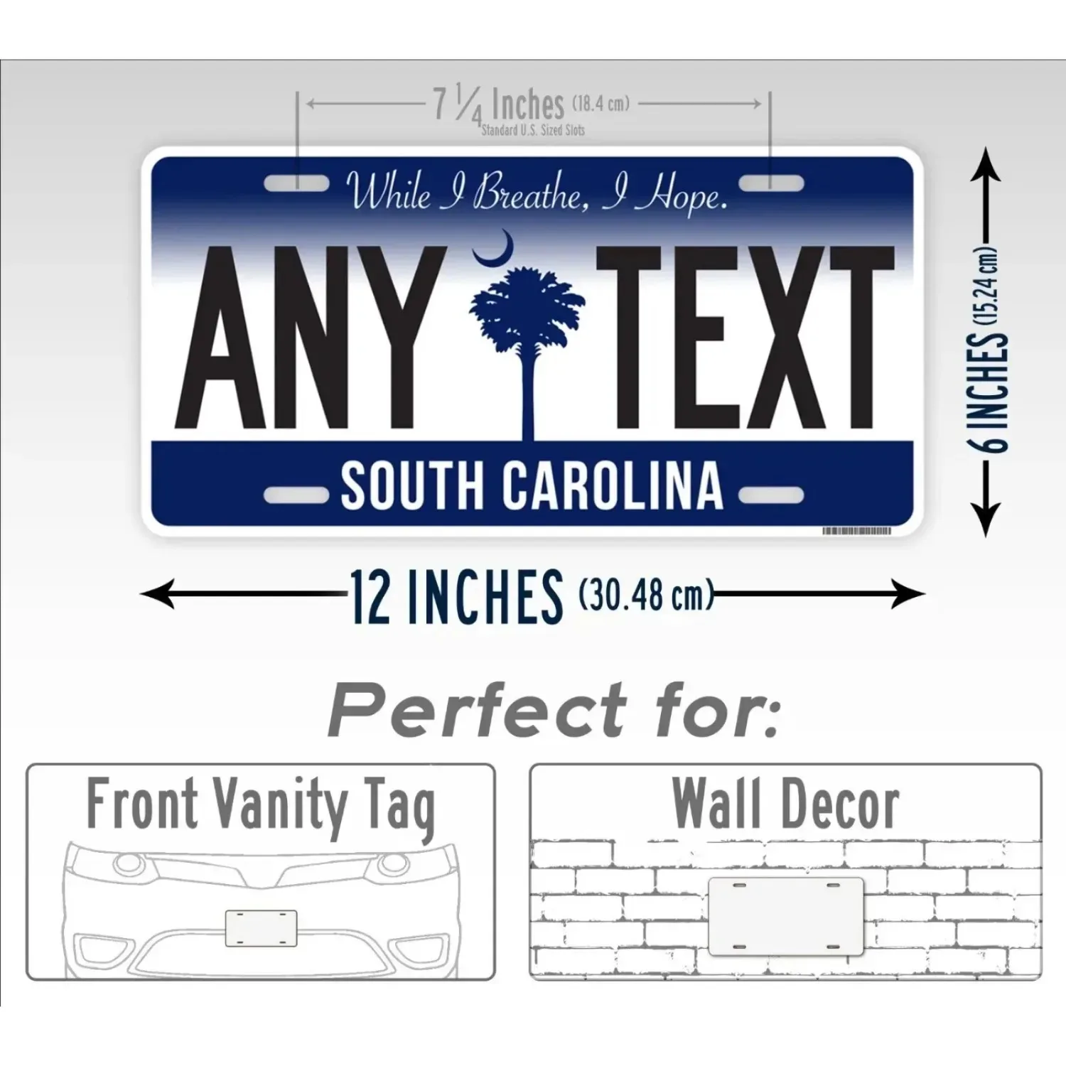 [2D Flat] 1pc Customizable Vintage South Carolina Blue Metal Sign 6x12 Inch, Waterproof Dustproof Wall Decor For Home Bar Man Ca