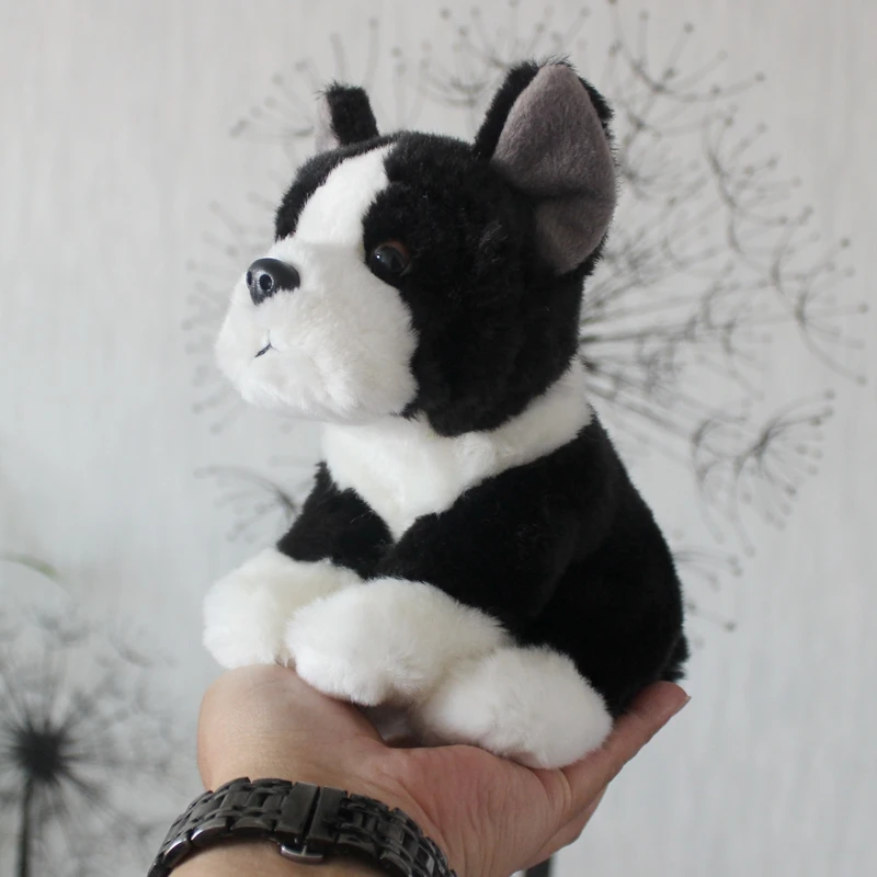 Simulated Animal French Bulldog Dog Puppy Boston Terrier Family Farm Pet Wild Nature Model Plush Toy Stuffed Doll Girl Boy Gift