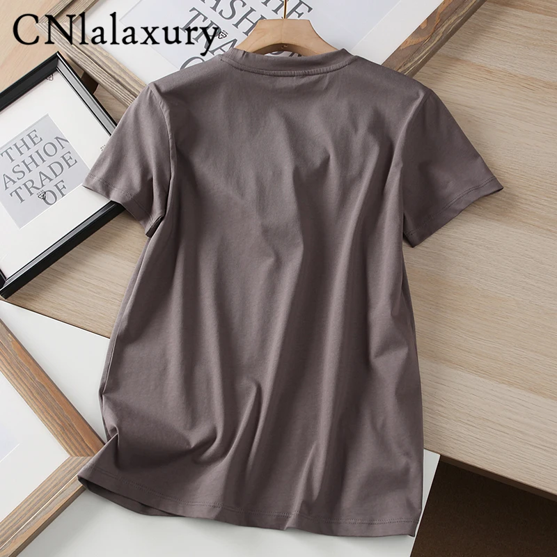 CNlalaxury 2022Women Black Letter Print Cotton T Shirt Short Sleeve Tees Ladies Casual Tee Shirt Street Wear Tops camisetas