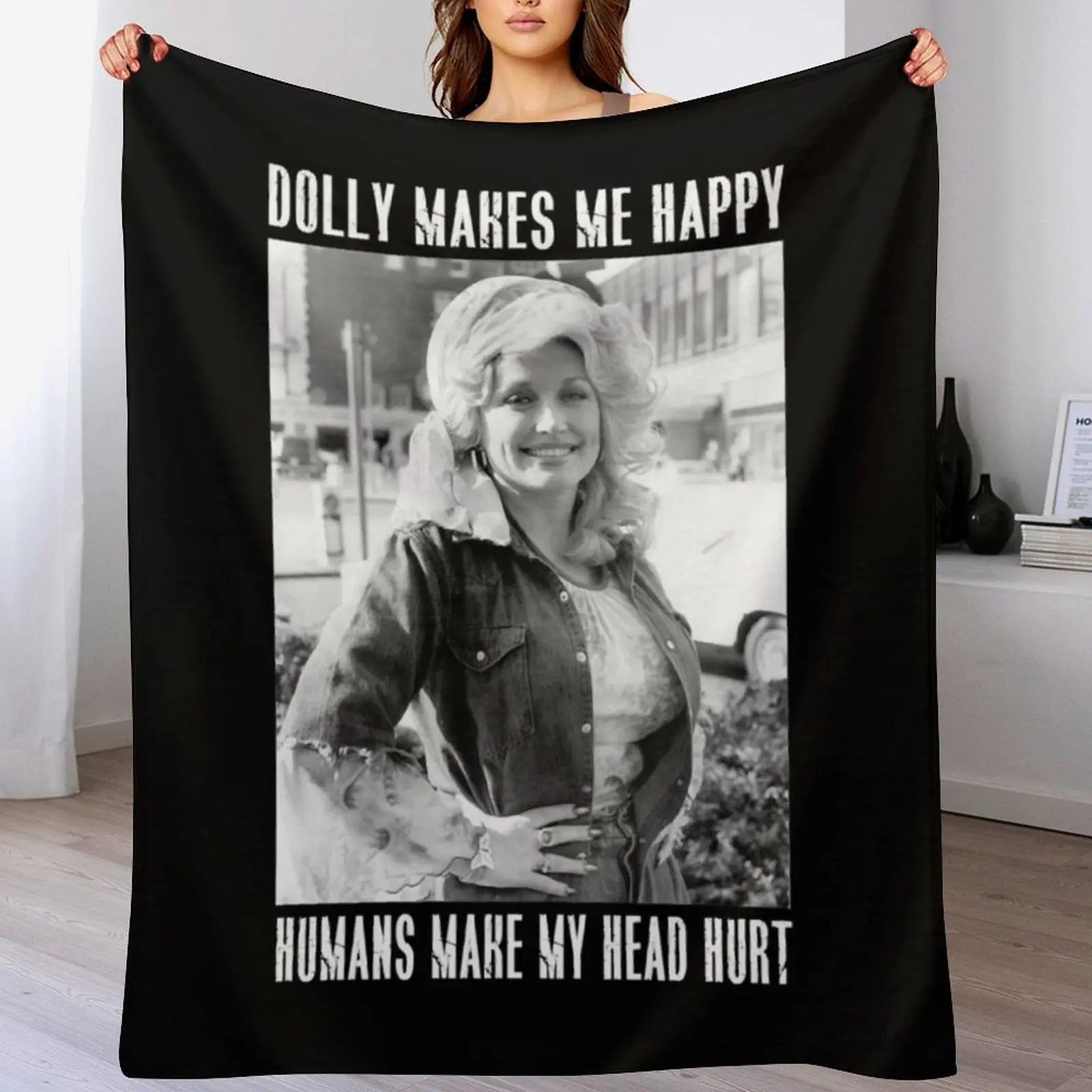 Retro Dolly Parton's Makes Me Happy Throw Blanket Thins Warm anime Blankets