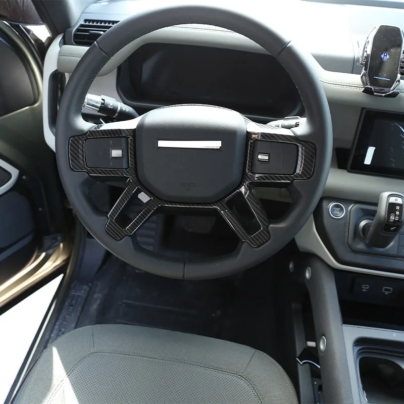 New! ! ! For Land Rover Defender 90 110 2020-2024 ABS Carbon Fiber Interior Car Steering Wheel Decorative Sticker Car Accessory