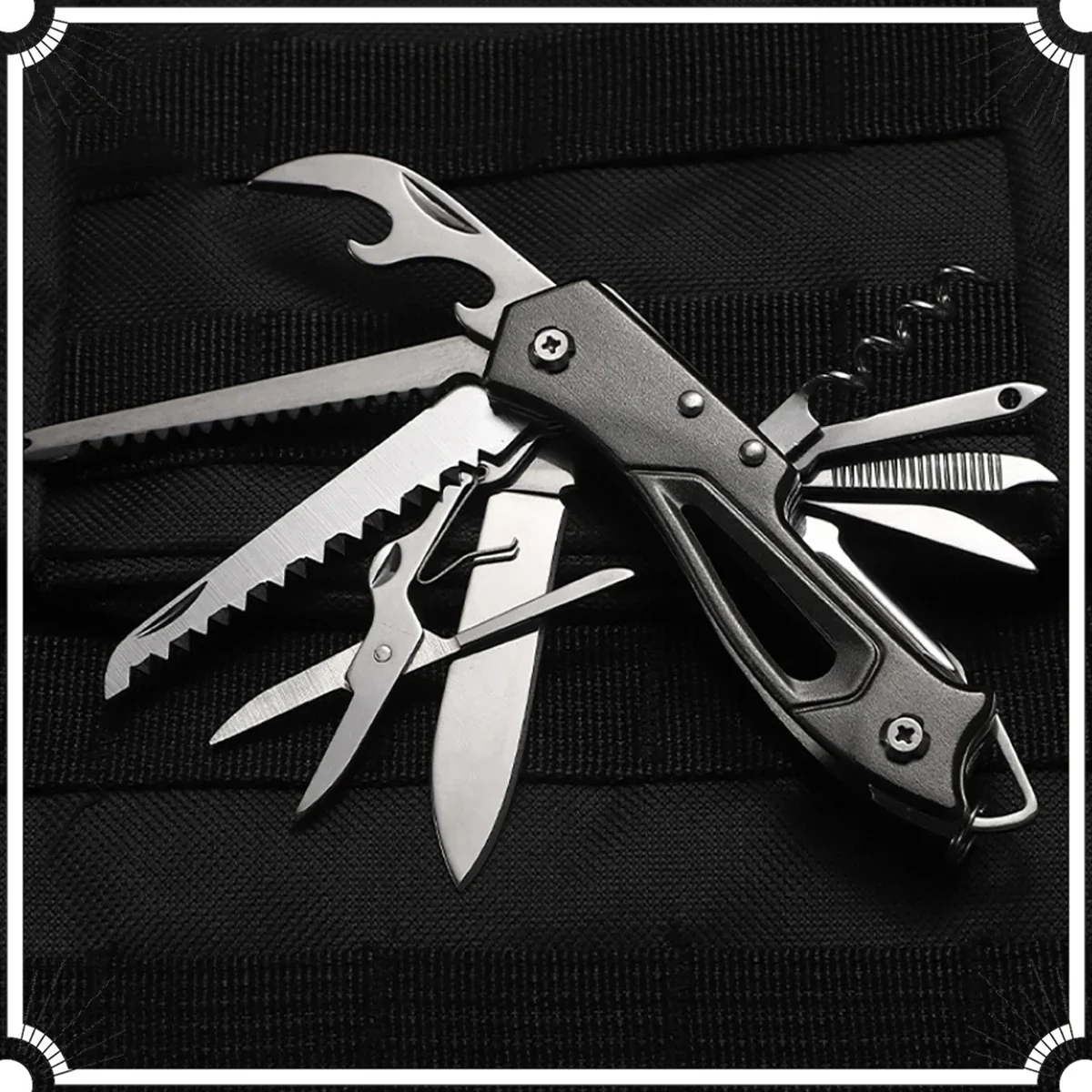 Multi-Functional Swiss Knife Outdoor Camp Multi-Tool Bottle Opener Portable Folding Knife Scissors Saw Military Pocket Knife 