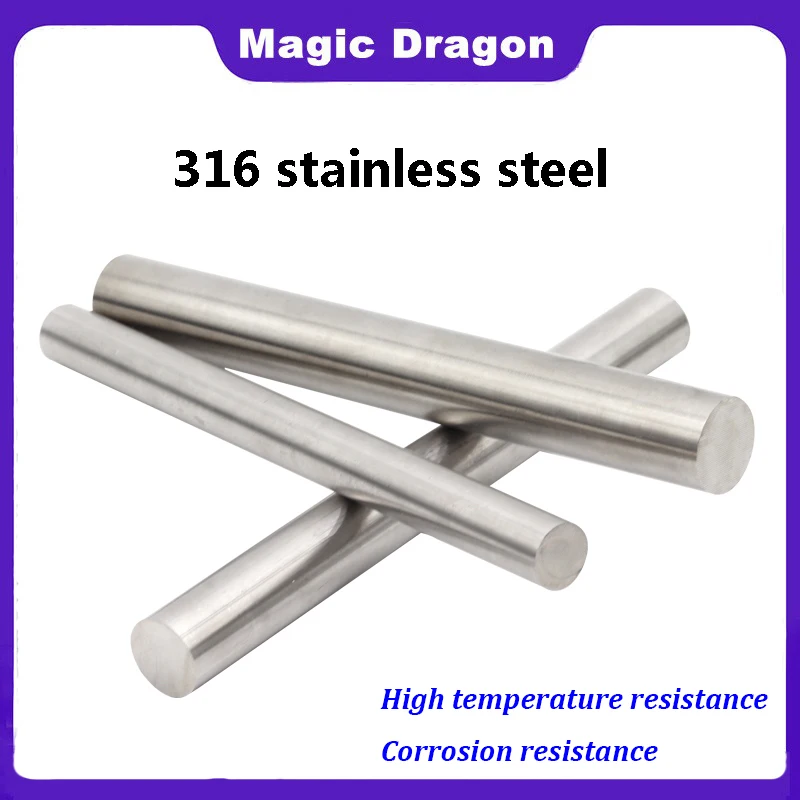 316 Stainless Steel Round Rod Bar Ground Stock Linear Shaft, 100-550mm length M3 M4 M5 M6 M8 M10 M12 M14 M15 M16 M18 M20