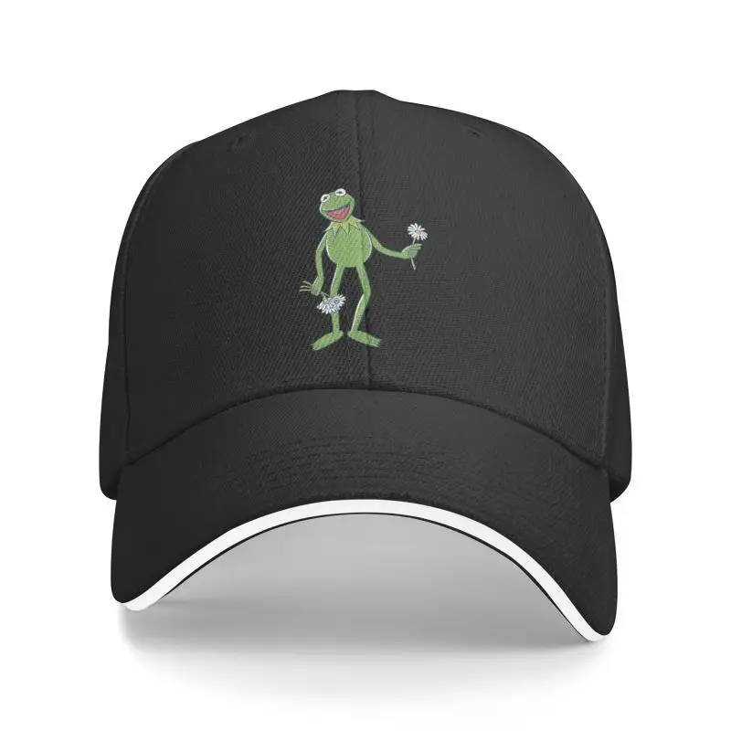 Custom Muppets Kermit Flower Bouquet Baseball Cap for Women Men Adjustable Anime Cartoon Dad Hat Outdoor