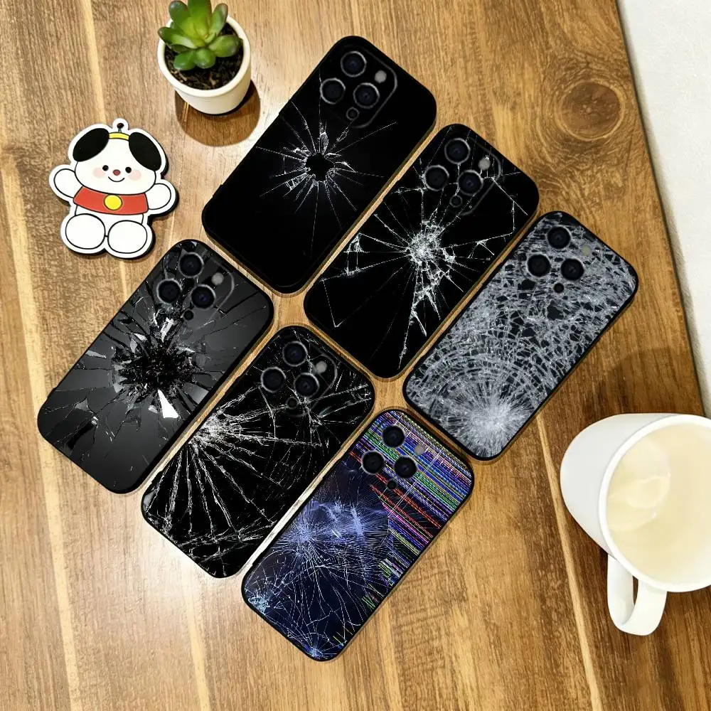 

Broken Phone Case For iPhone 17, 16,15,14,13,12,11 Plus,Pro Max, Others Soft Black Cover