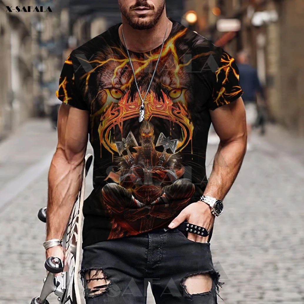 African Shango Orisha Skull Men 3D Print T-Shirts Tops Tees Short Sleeve Casual Milk Fiber Clothing Oversized  O-Neck Summer