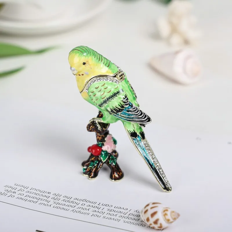 المينا مصوغة بطريقة الوطنية الكنز الحرفية هدية ، صندوق تزيين الببغاء ، سطح المكتب الإبداعية زخرفة صغيرة ، الببغاء المعادن الحرف اليدوية