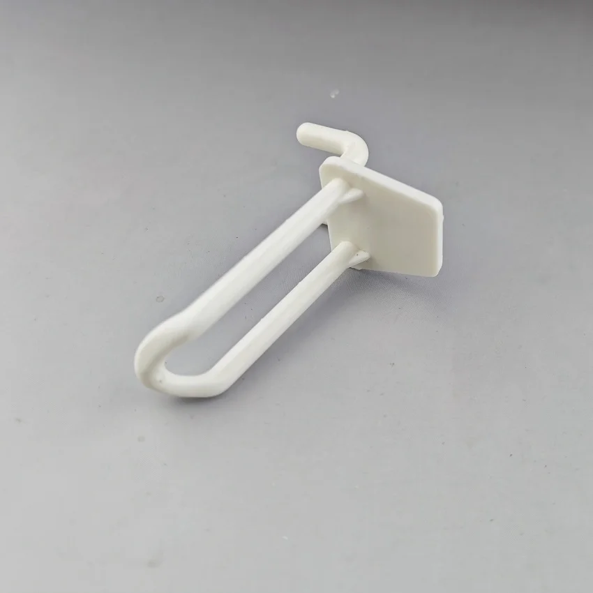 플라스틱 페그보드 제품 디스플레이 걸이형 행어 후크, 이중 발 흰색 보관 상품 선반, 슈퍼마켓 상점, 1 팩