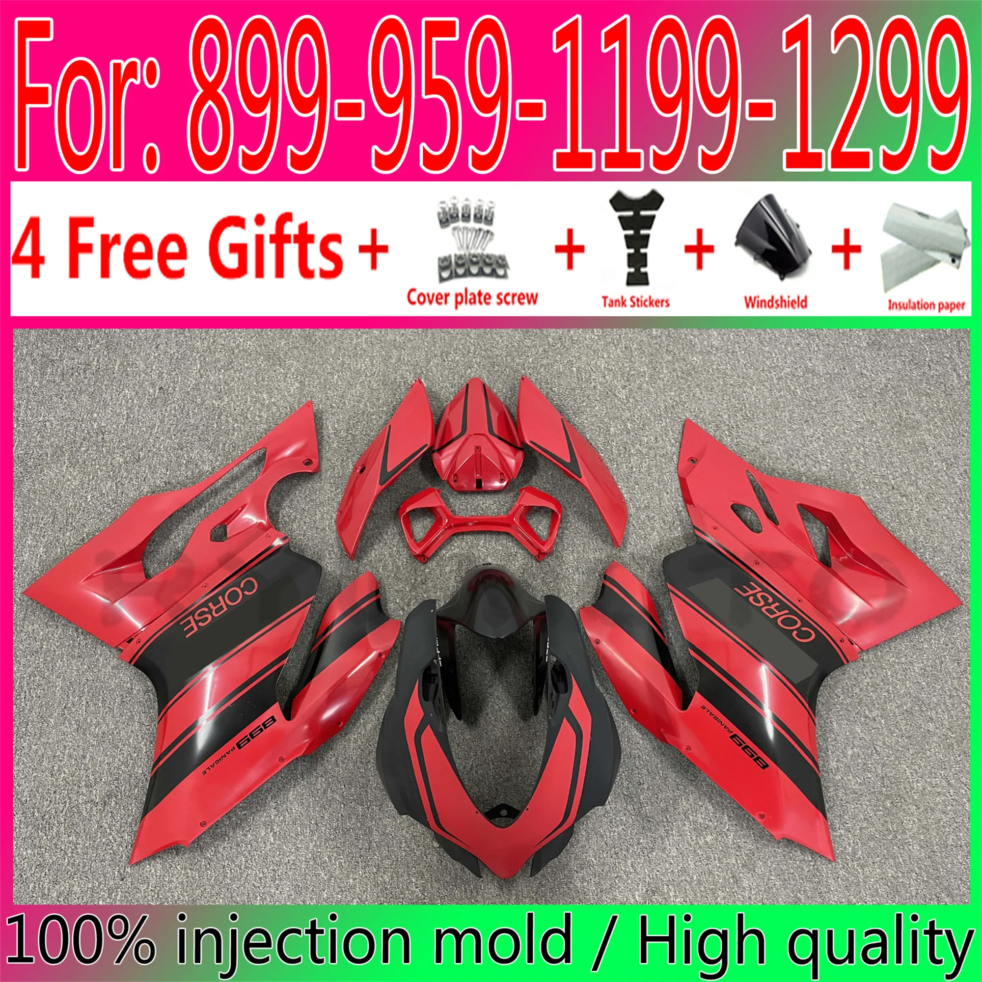 

Injection Mold Motorcycle Whole Fairings Kit Fit For Ducati 899 1199 12 13 14 Panigale 959 1299 15 16 17 18 Fairing