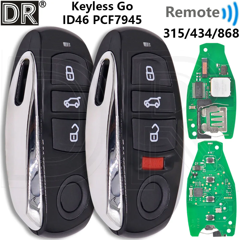 

Great Keyless Go ID46 PCF7945AC 315/433/868MHz Proximity Car Remote Control Smart Key For VW Volkswagen Touareg 2011-2018