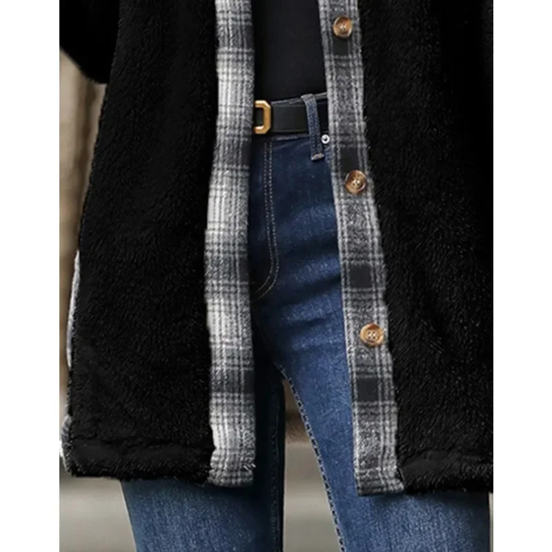 Camicia da donna addensata autunno inverno peluche manica lunga casual allentata streetwear camicetta camicia top giacca cappotto