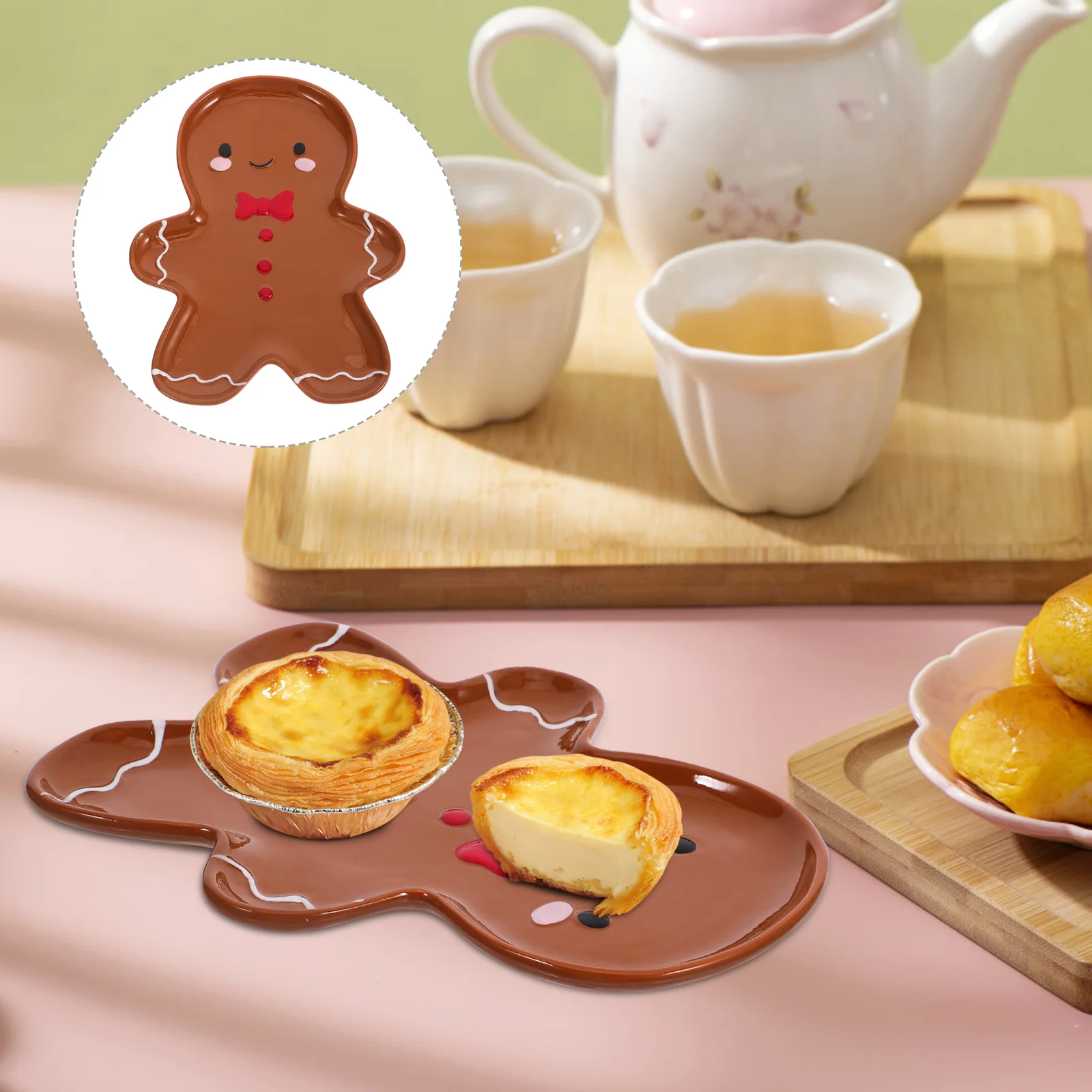 

Gingerbread Man Plate Platters Winter Plates Christmas Table Decoration Dinner Party Ceramics Holiday Dessert Xmas Supplies