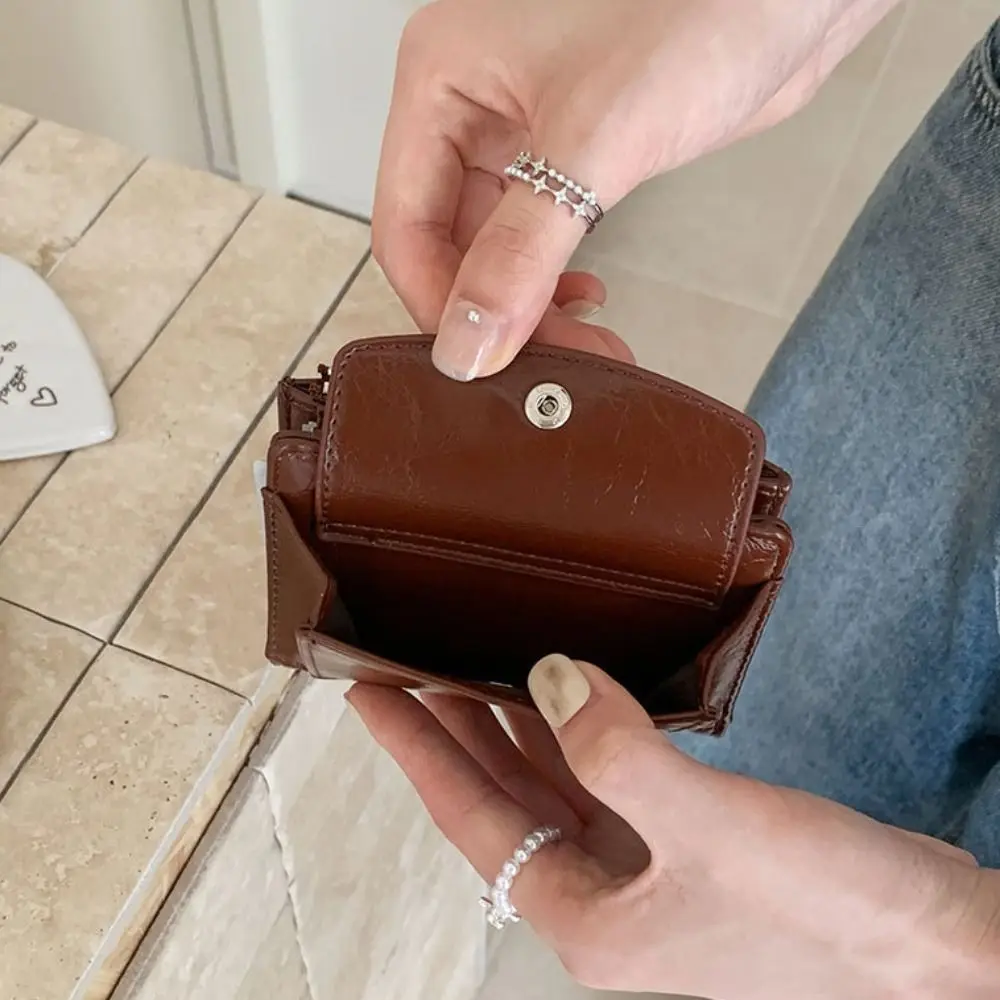 Portable Elegant Women Short Wallet Short Clutch Ultra Thin Coin Pouch Zipper Multi-function Purse Travel