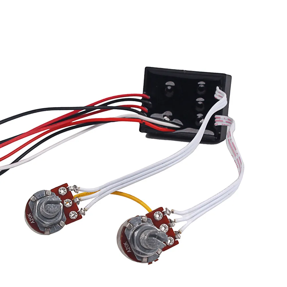 2 Band Bass Guitar Preamp Wiring Harness Active Equalizer Tone Control for Electric Bass Pickup Set