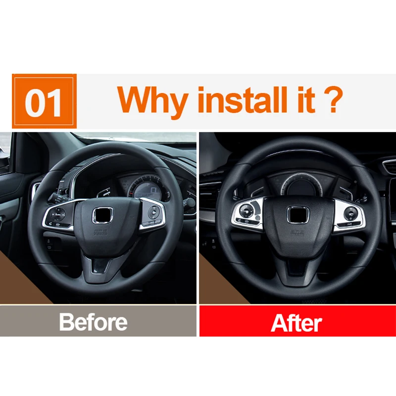 For Honda CRV CR-V 2017 2018 2019 2020 2021 2022 Hybrid ABS Carbon Fiber Car Steering Wheel Button Cover Stickers Accessories view 5