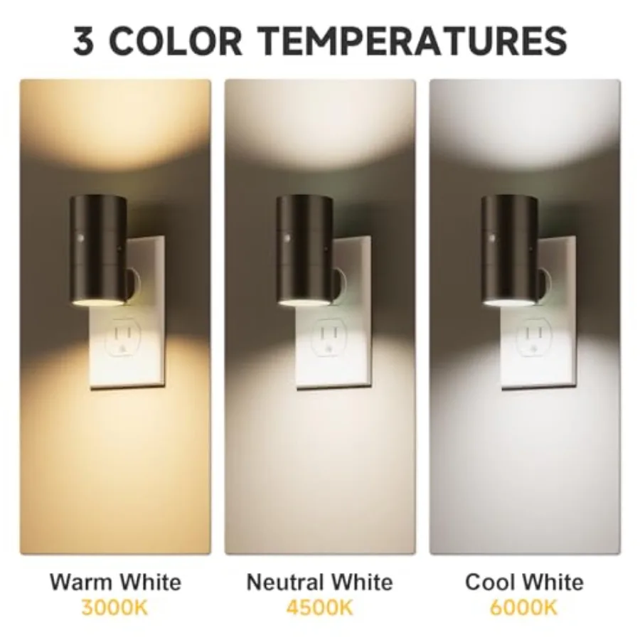 Night Lights Plug into Wall, Dimmable with 3 Color Modes and Auto On/Off Sensor, Ultra-Slim Nightlight for Hallway, Bathroom, B