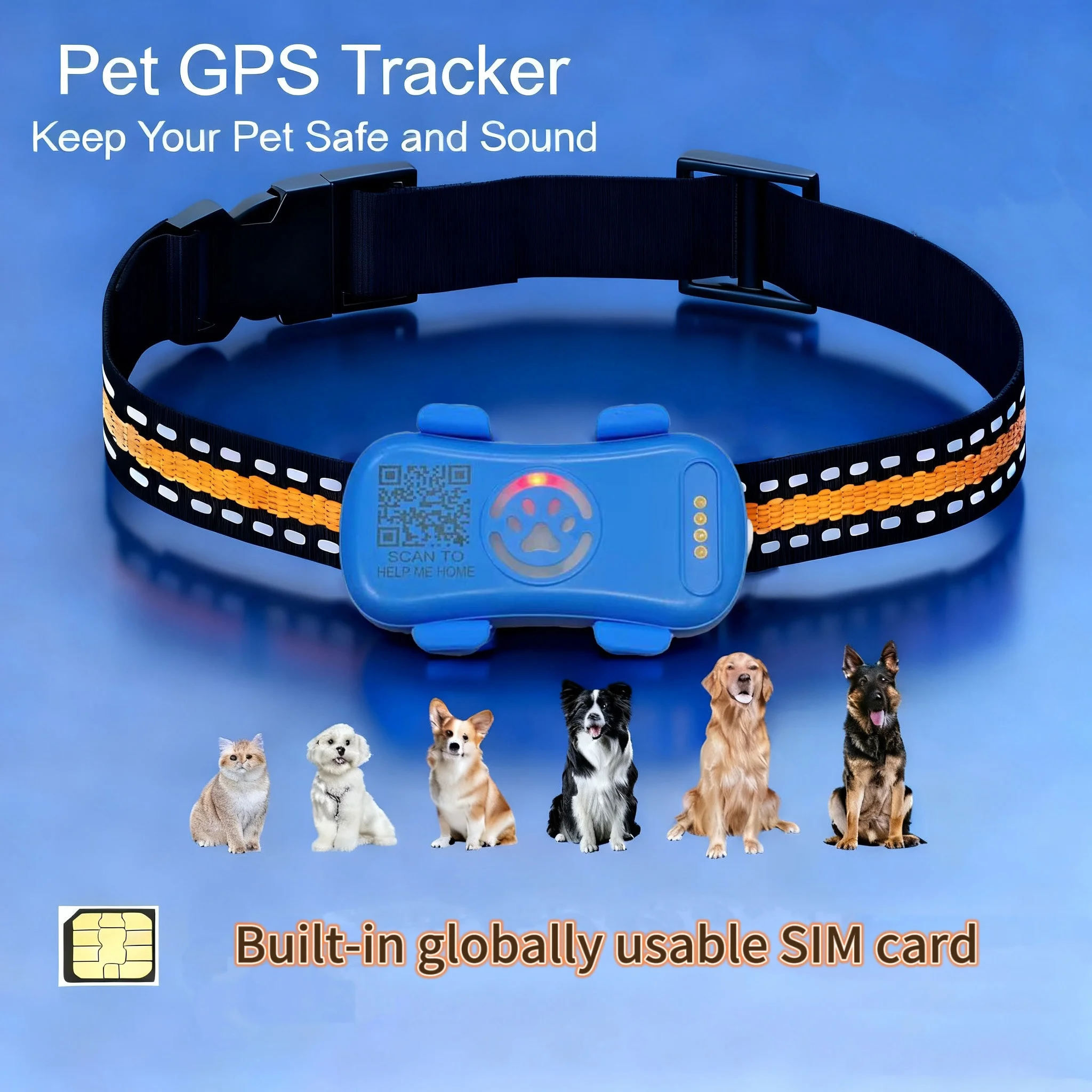 

Pet Anti-Lost GPS Tracker Dog Cat Collar Find Device Remote Global Locator IP67 Waterproof User Define Electronic Fence
