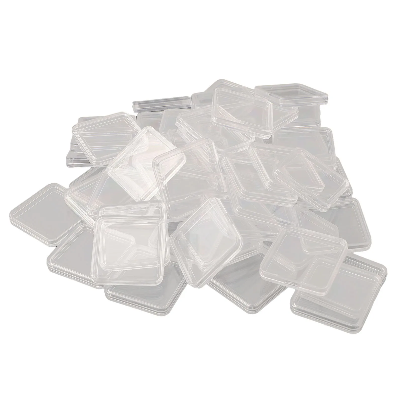 50pcs Square Transparent Coin Capsule Holder Storage Box With Gaskets For Collectable Coin Medal 17/20/25/27/30mm Coin Organizer