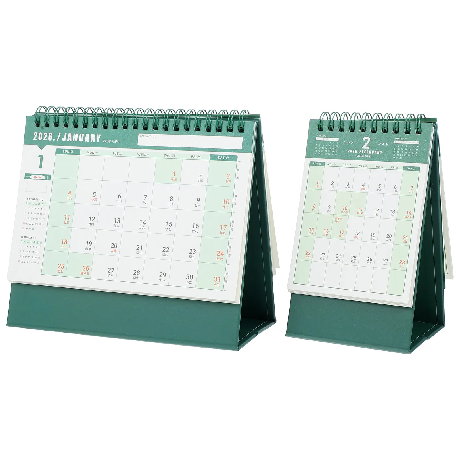 

2Pcs Desk Calendar 2026 Retro Flip Standing Desktop Planner Daily Schedule Organizer for Office Study Home Mini Monthly Desktop