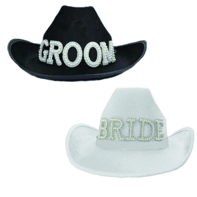 Bride groom Cowgirl Cowboy Hat Country Western Space Disco Nash Bash Bachelor Bachelorette Party bridal shower Honeymoon Gift