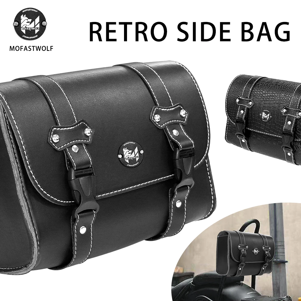 Motorcycle Front Fork Saddlebags Side Tool Bag Luggage Saddle Bag Pouch PU Leather Universal For Harley Sportster XL For YAMAHA