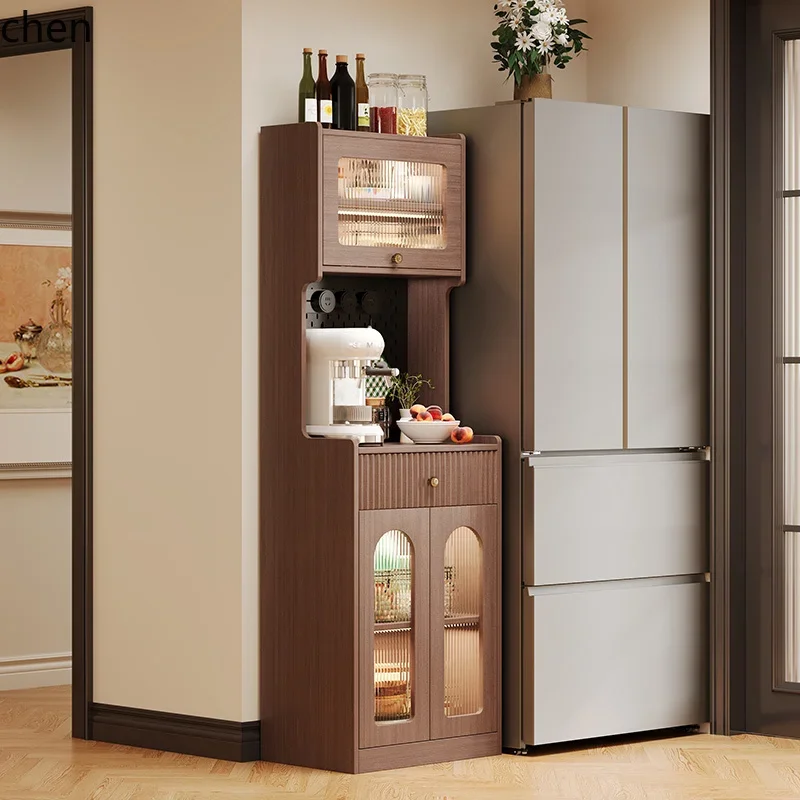 medieval style dining side against the wall integrated storage narrow side high cabinet living room storage tea cabinet