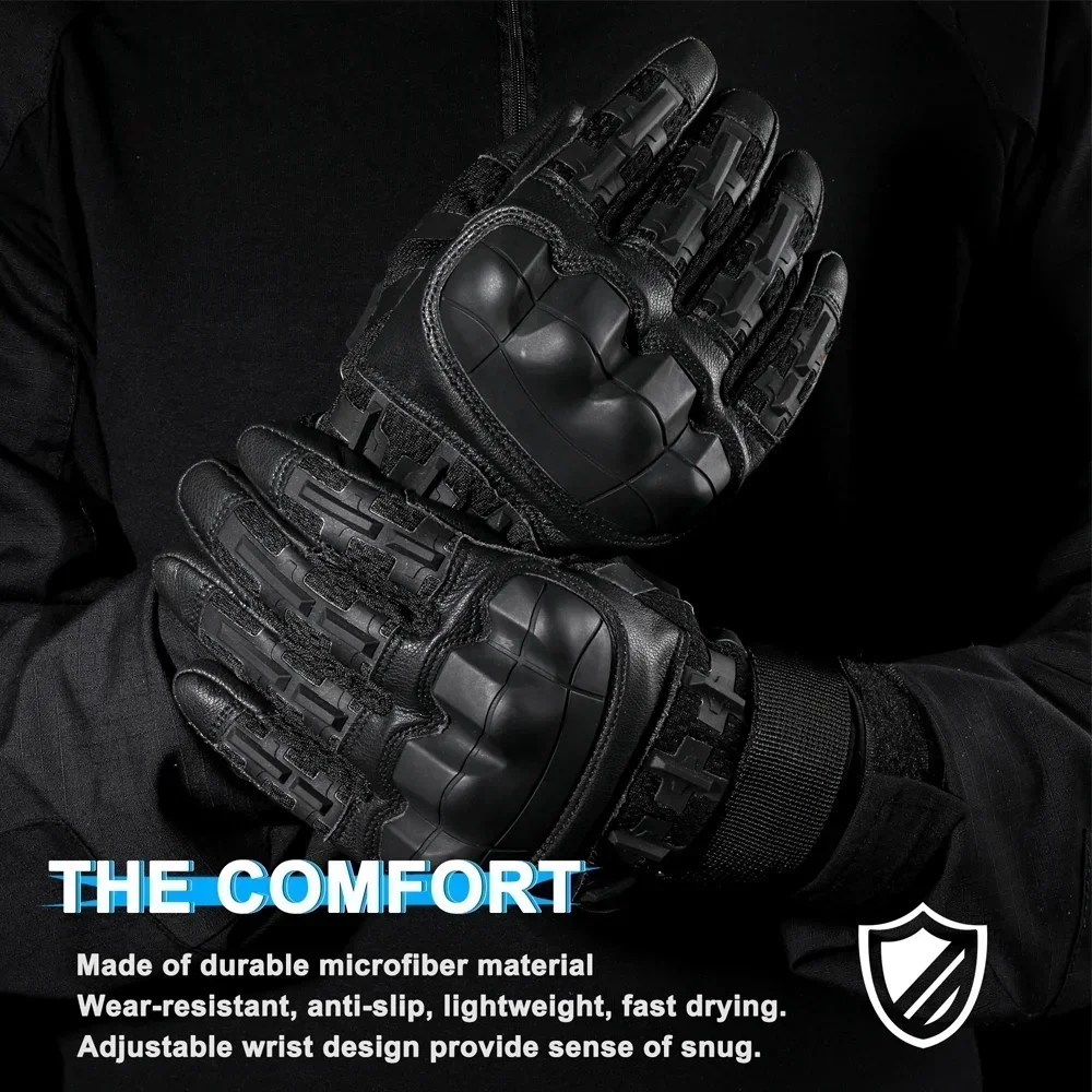 Guantes tácticos de cuero PU para hombre, guantes deportivos profesionales para pantalla táctil, caza al aire libre, senderismo, combate, Airsoft,