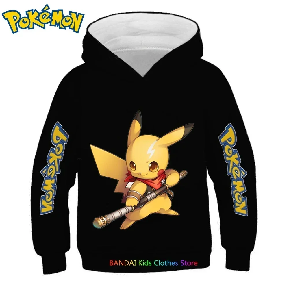 2-14 Years Kids Cotton Pokemon Hoodies Pikachu Sweatshirt Long Sleeve Children Clothes Boys/Girl Cool Cute Kids Tops