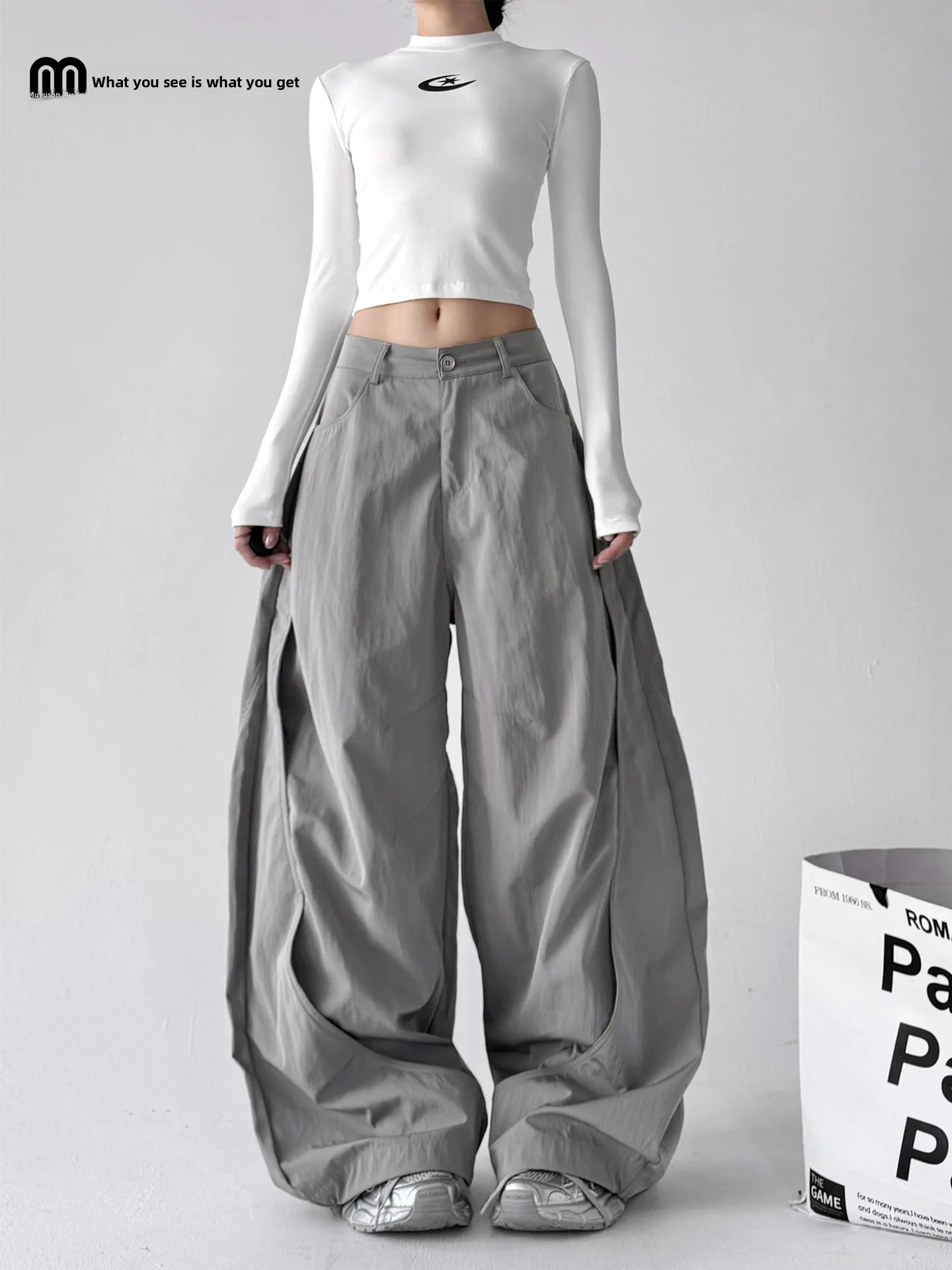 الرجعية الأمريكية العمل السراويل النساء فضفاضة التخسيس عادية واسعة الساق عالية الخصر مستقيم الساق السراويل الطويلة الخريف وصول جديد