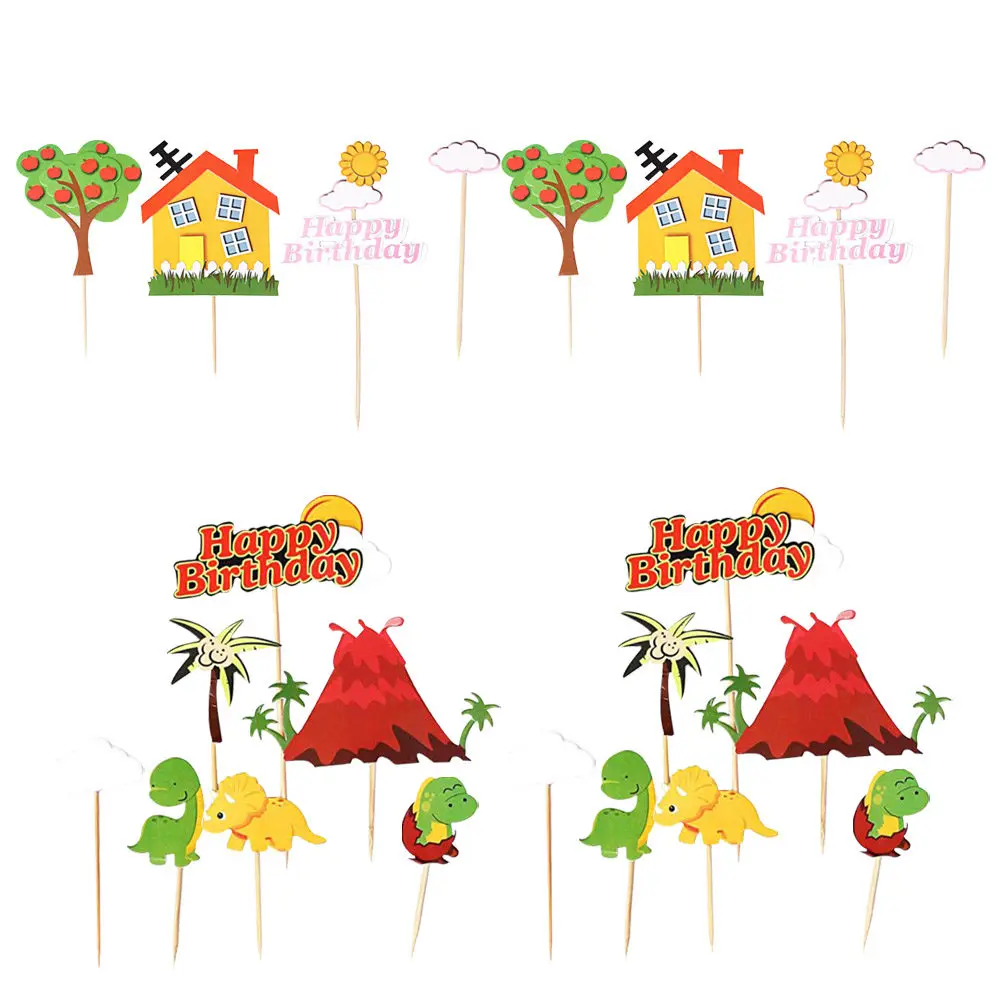22Pcs Chic Letter Dinosaur Cake Toppers Food Safe Paper Creative Birthday Cake Decor for Party Shower