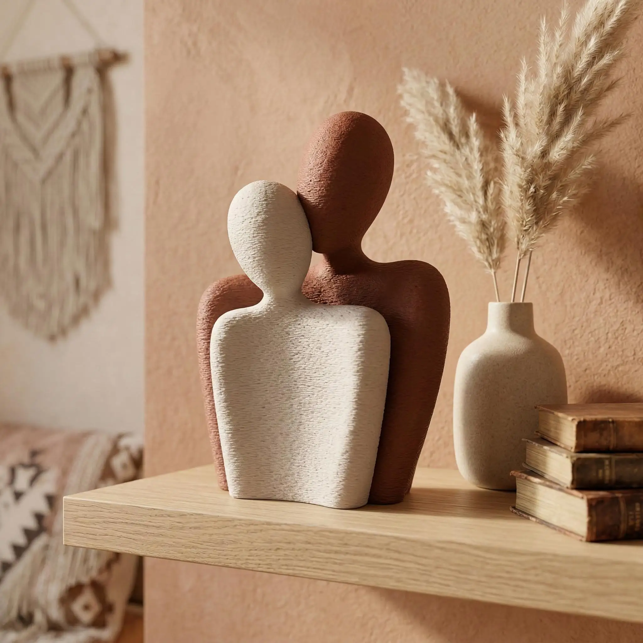 2Pcs Abstract Couple Sculpture Hugging Figurines Modern Nordic Matte Statue Boho Home Decor Romantic Wedding Gift Desk Ornament