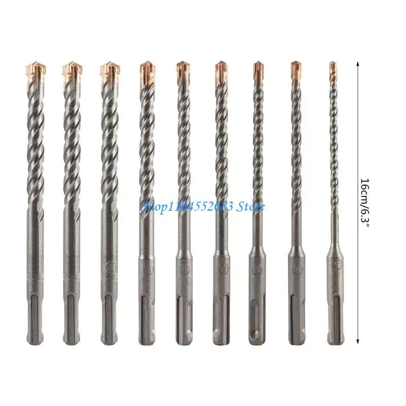 Y6GD 8pcs SDS بالإضافة إلى مجموعة الحفر المخصصة للبناء المزروعة المزامير تصميمات التصميم لسهولة إزالة الغبار 160 ملم الطول