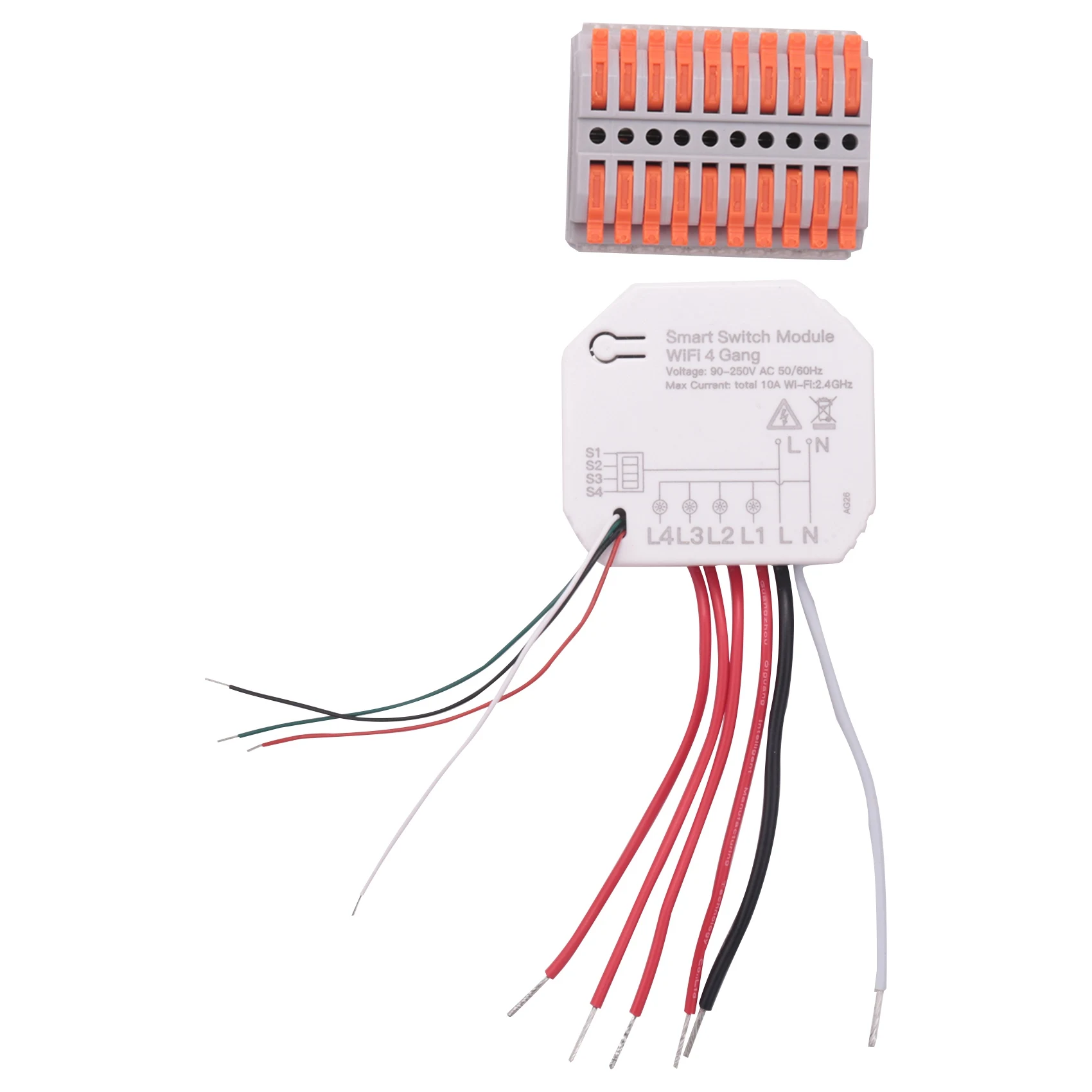 N93R Mini DIY Wifi Smart Light Switch 4 Gang 1/2 Way Module Smart Life/Tuya App Wireless Remote Control Work With Alexa Home