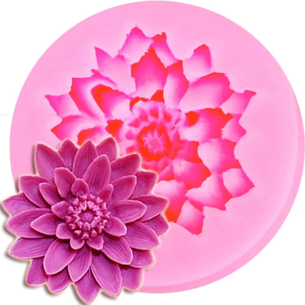 3D Schöne Lotus Chrysantheme Blumen Silikon Form Hochzeit DIY Backen Fondant Seife Harz ClayMould Kuchen Dekorieren Werkzeuge M91