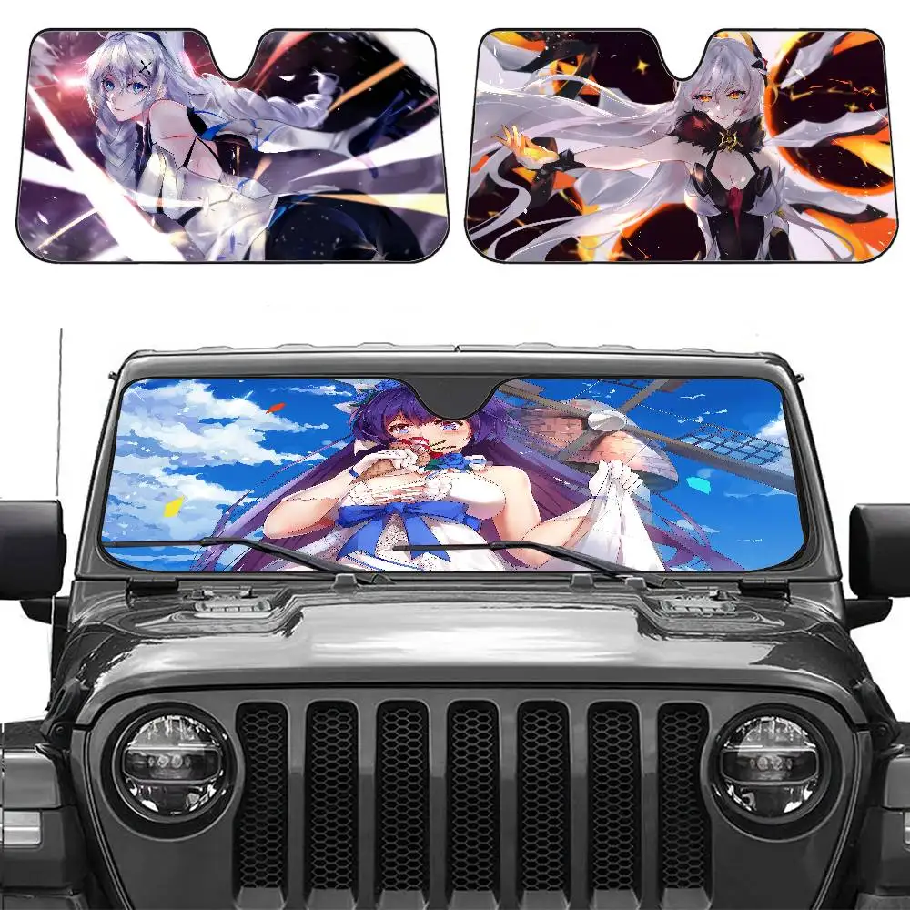 

H-Honkai Impact Car Sunshade Window Sunshade Sunblock Front Windshield Hood Interior Front Baffle Double Ring Sunshade